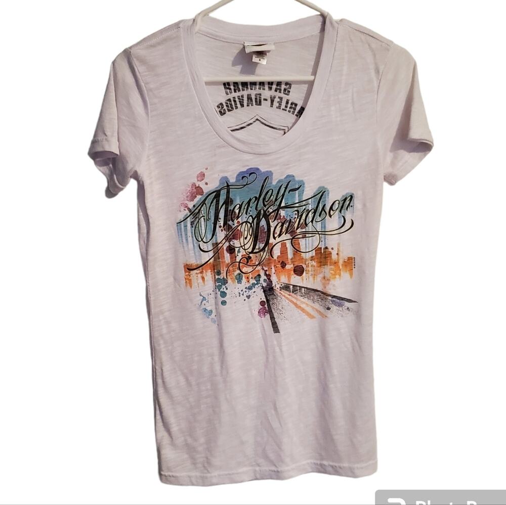 Harley Davidson Woman's short sleeve t-shirt w/ watercolor graphics Sz. M